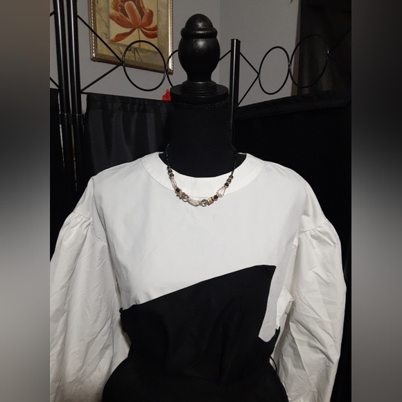 Shein Women's Stylish Black and White Women's Top Colorblock Suze L Boho - Picture 3 of 8